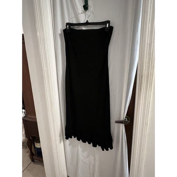 Vtg 90’s Ralph Lauren Black Label Black Strapless Minimalist Fitted Dress 6 - Picture 1 of 9